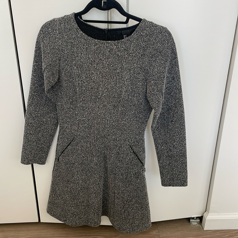 [HM] black white herringbone dress with pockets